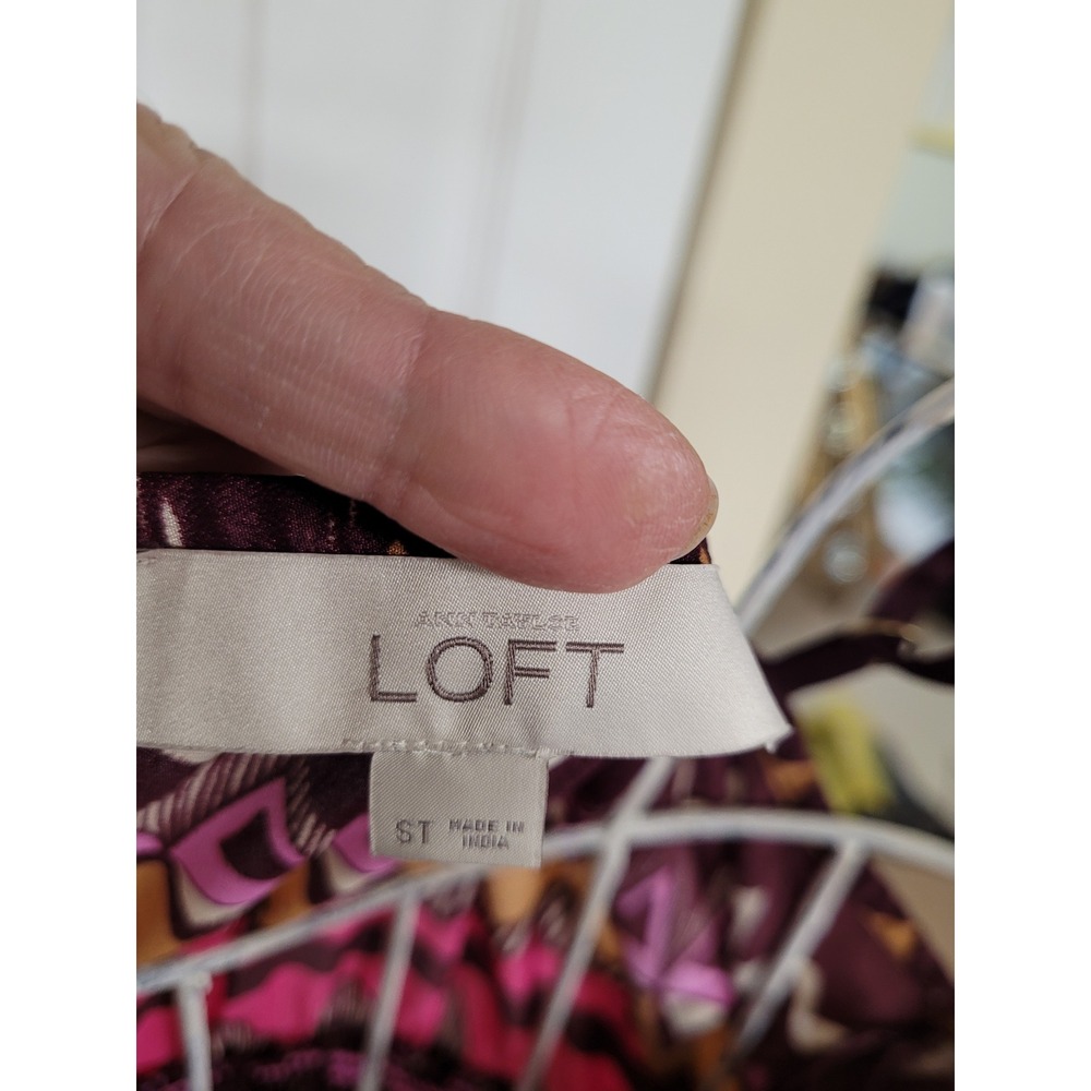 Ann Taylor LOFT Aztec Chevron Maxi Dress Boho Plum Pink Small Tall ST Sleeveless - Picture 2 of 9